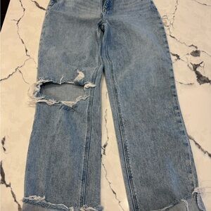 PAIGE Light Blue Ripped Boyfriend Jeans